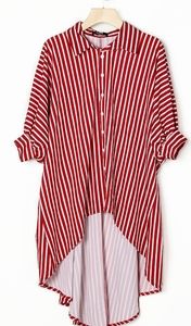 Striped Batwing sleeve Dip Hem Top